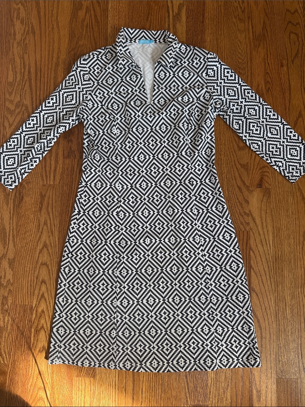 J McLaughlin Navy & White Geometric Sheath Dress XS
